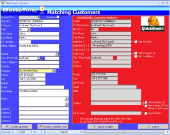 SlottaTime manual Customer Matching with QuickBooks 